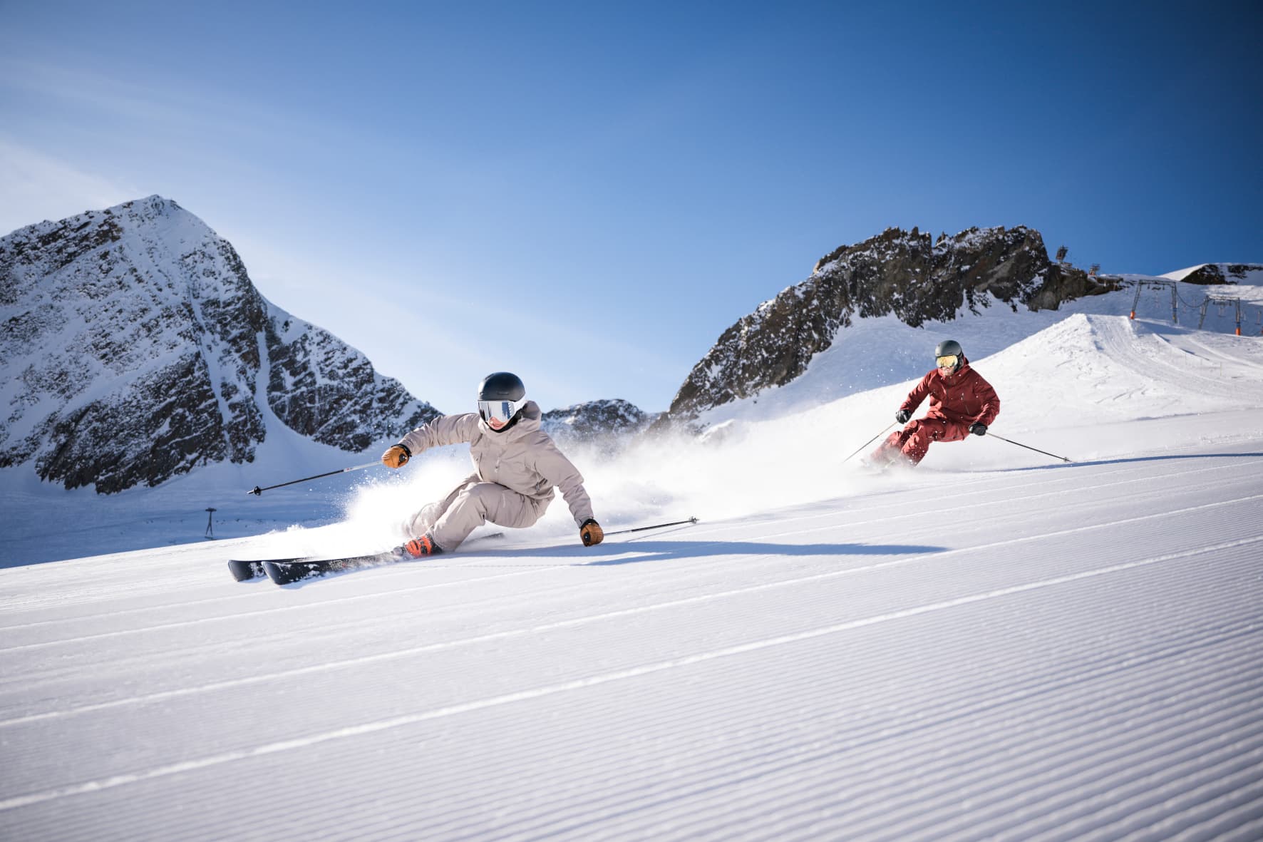 Perfekt präparierte Piste am Stubaier Gletscher